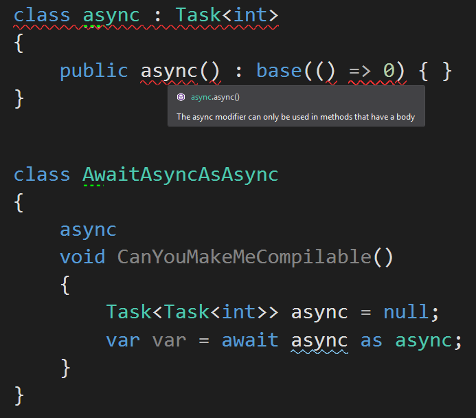 ReSharper bug. ReSharper got confused with async.