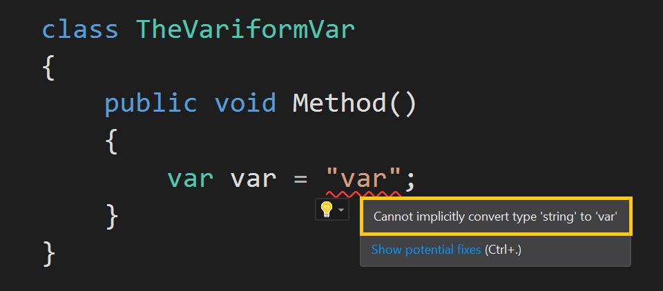 Cannot implicitly convert type 'string' to 'var'